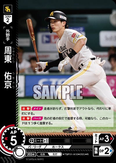 周東　佑京(福岡ソフトバンクホークス) 【TBP01-H18R】